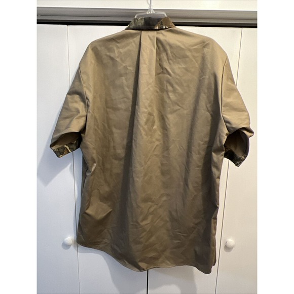 VTG Ideal Men L Khaki Camo Trim, Short Sleeve Canvas Hunting/Shooting Shirt NEW! - Picture 7 of 8